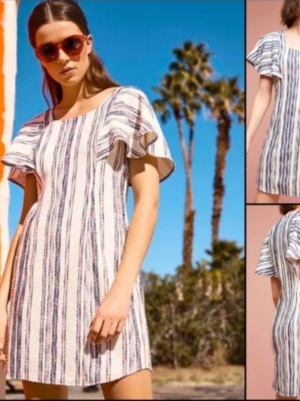 Anthropologie Striped Knit Top in Cream, Navy & Red